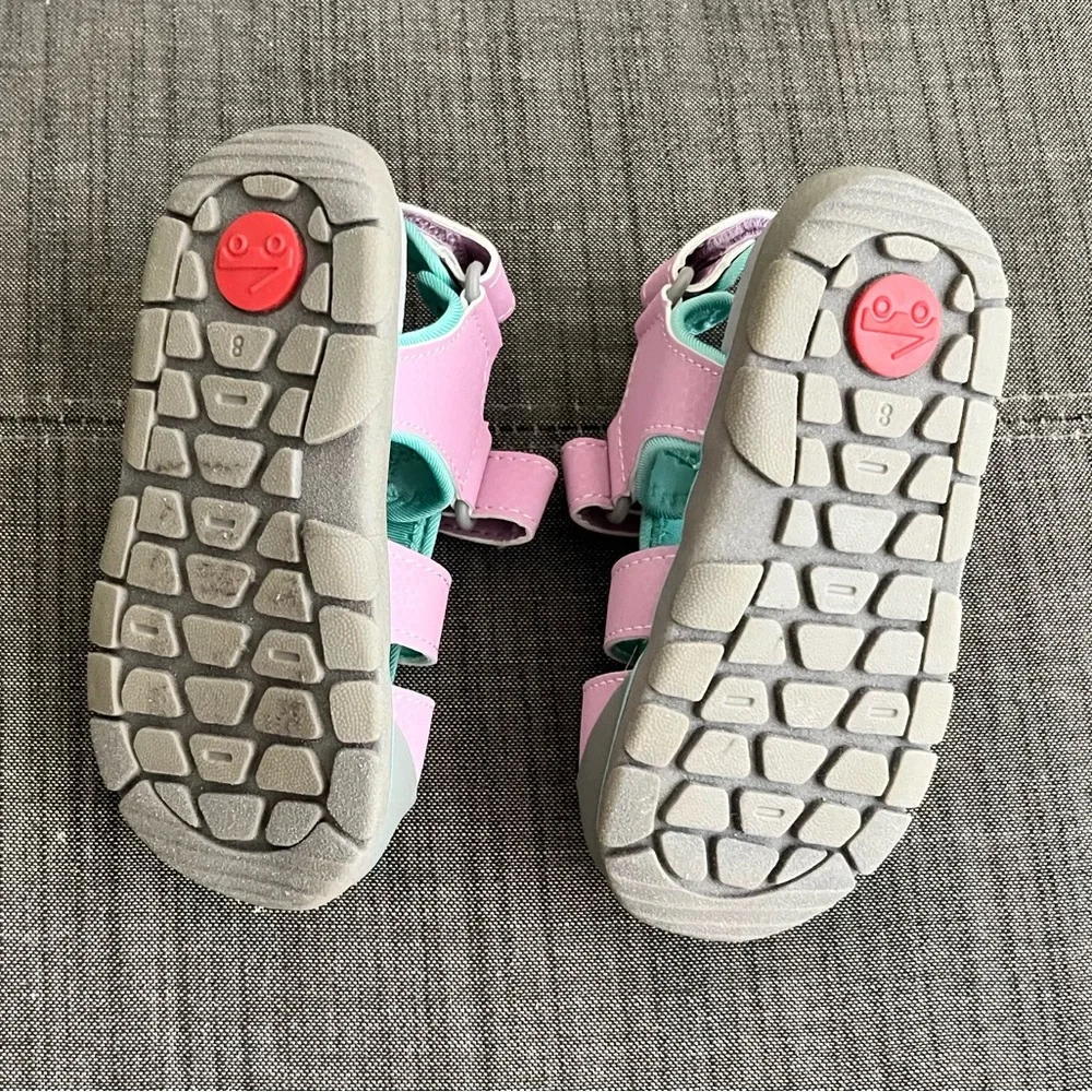 See Kai Run Pink and Gray Sandals with Velcro Closure - Picture 3 of 3